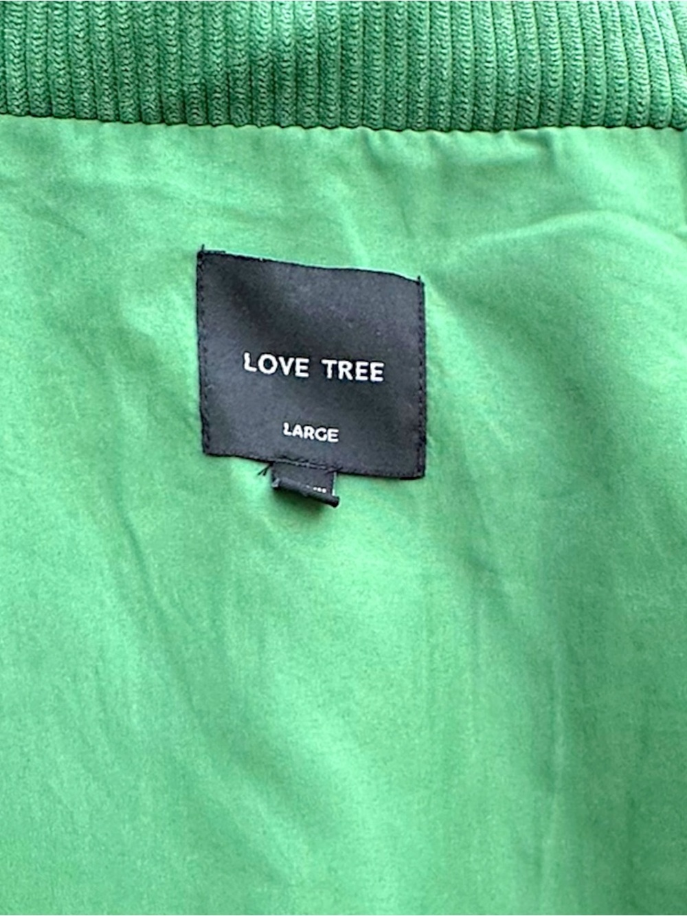 Love Tree Kelly Green Corduroy Cropped Puffer Jacket L Quilted Streetwear Coat - Picture 2 of 15